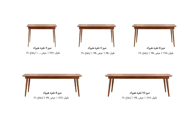 ابعاد ناهارخوری